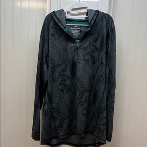 Tommy Bahama IslandZone Black and Teal Quarter-Zip Pullover